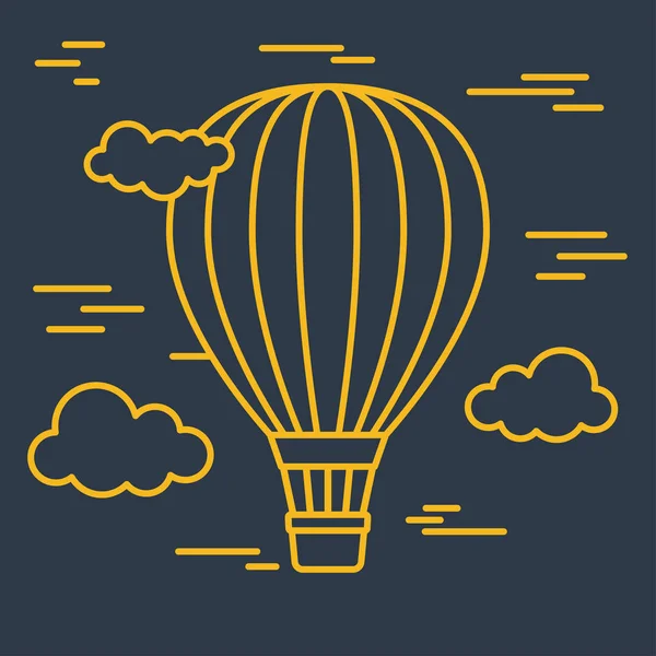 Hot Air Balloon and Clouds — Stock Vector