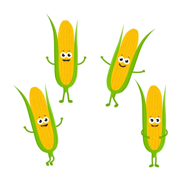 Ensemble avec du maïs dessin animé — Image vectorielle