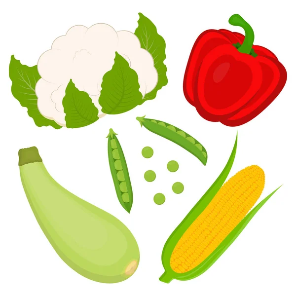 Set mit Mais und Gemüse — Stockvektor
