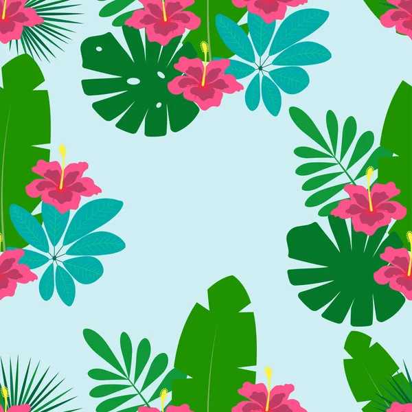 Patrón floral sobre fondo azul — Archivo Imágenes Vectoriales