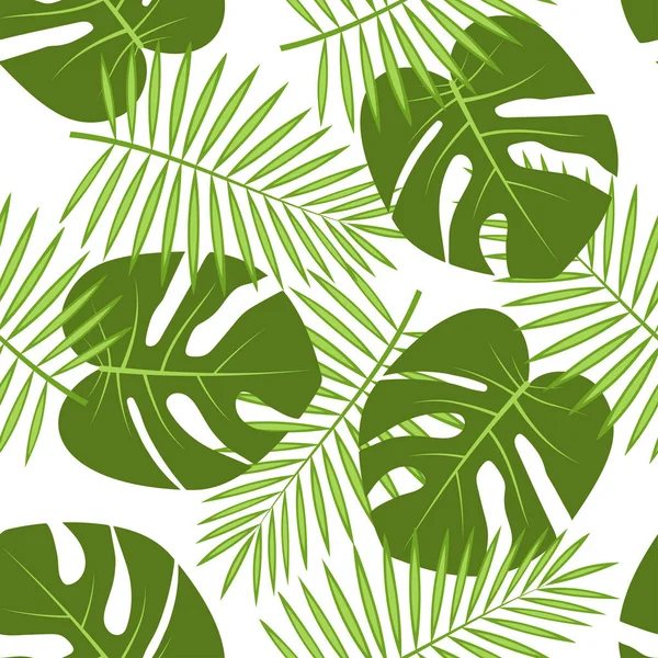 Modèle avec des feuilles tropicales — Image vectorielle