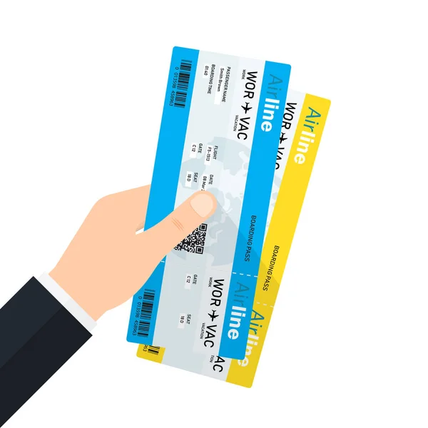 Ręka gospodarstwa boarding pass bilety. — Wektor stockowy