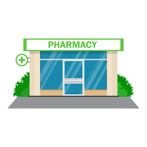 Facade pharmacy store with a signboard — Stock Vector