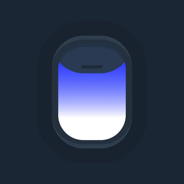 Ventanas de avión con cielo azul nublado afuera . — Vector de stock