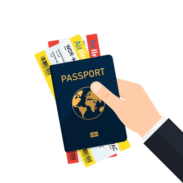 Boarding Pass en paspoort in de hand. — Stockvector