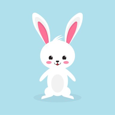 Mutlu Paskalya tavşanı, beyaz sevimli tavşan