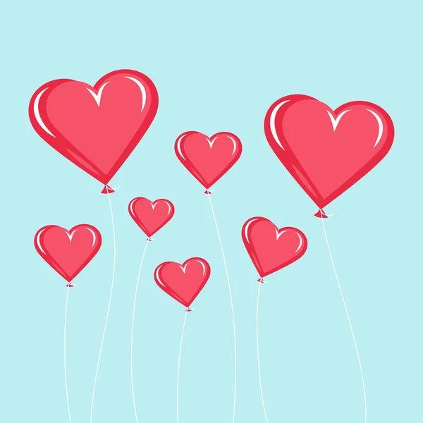 Röda ballonger i form av hjärta — Stock vektor