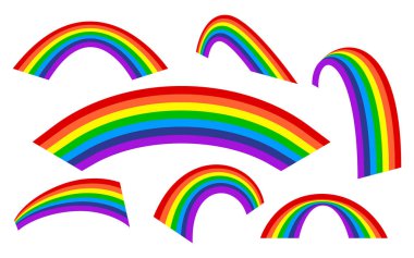 Rainbow set. Rainbow arch different styles. clipart