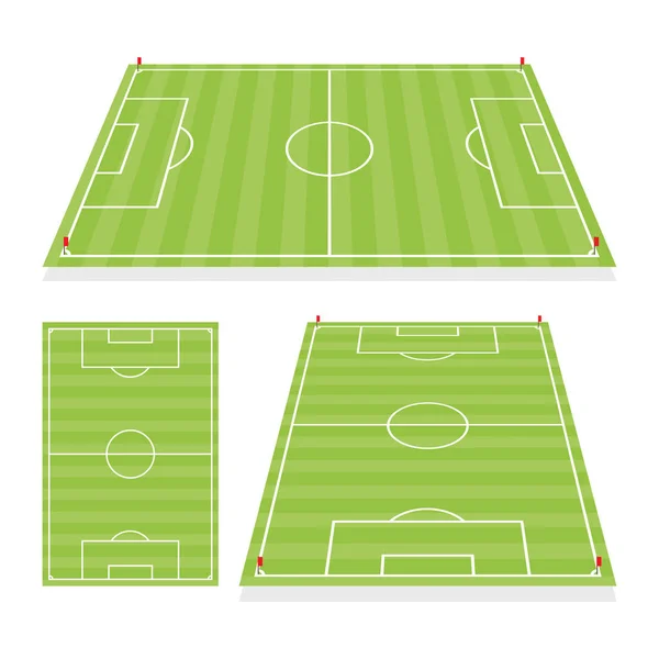 Colección de campo de fútbol. Elementos de perspectiva — Vector de stock