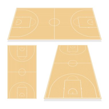 Beyaz arka plan üzerinde izole vektör basketbol alanı
