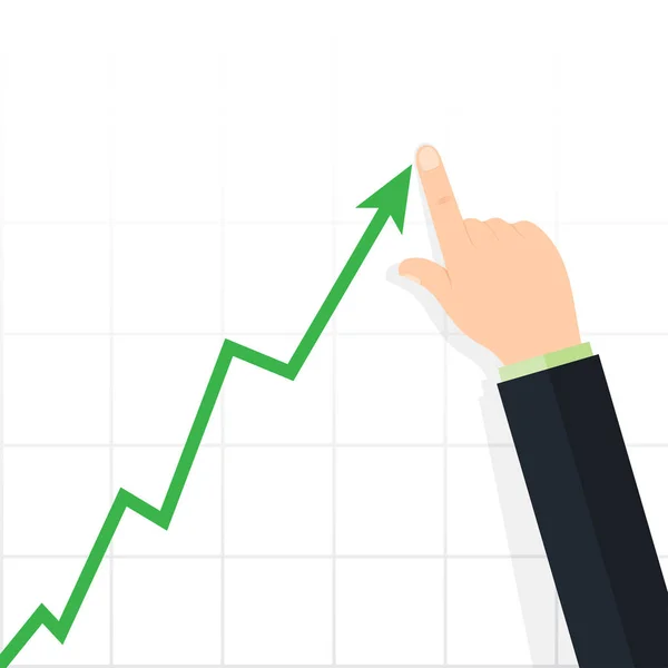 Diagrama para cima. Conceito de lucro, gráfico de negócios em crescimento — Vetor de Stock