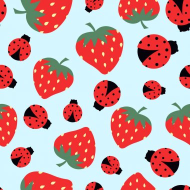 çilek ve uğur böceği deseni