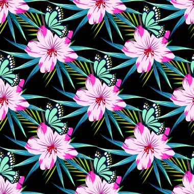 Siyah çiçekli desen