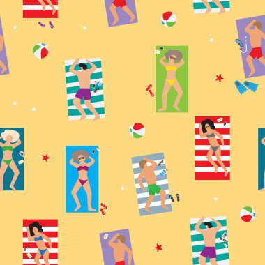 Yaz saati plaj. İnsanlar güneşlenme, en iyi görünümü