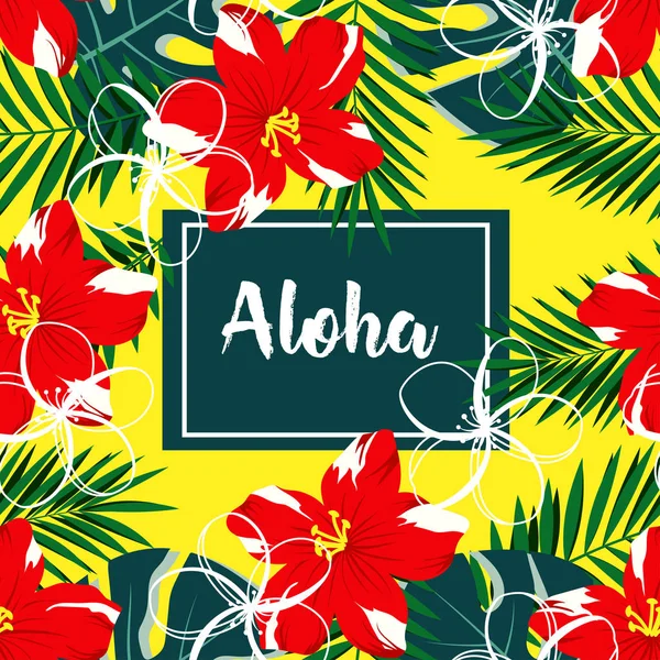 Patrón de flores aloha — Vector de stock