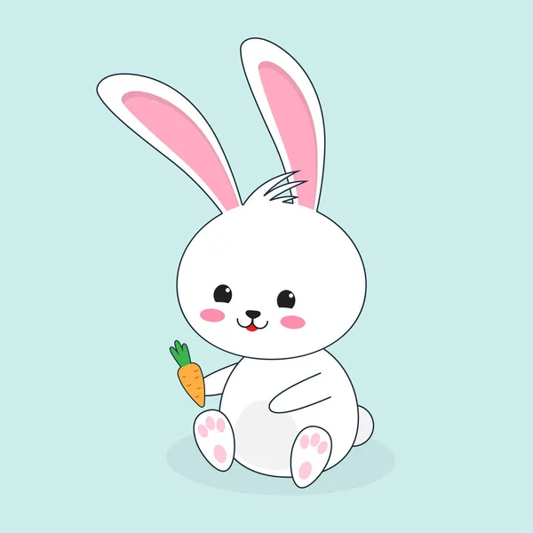 Счастливый пасхальный кролик, белый симпатичный кролик — стоковый вектор