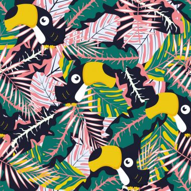 tukan ile yaprak desenli