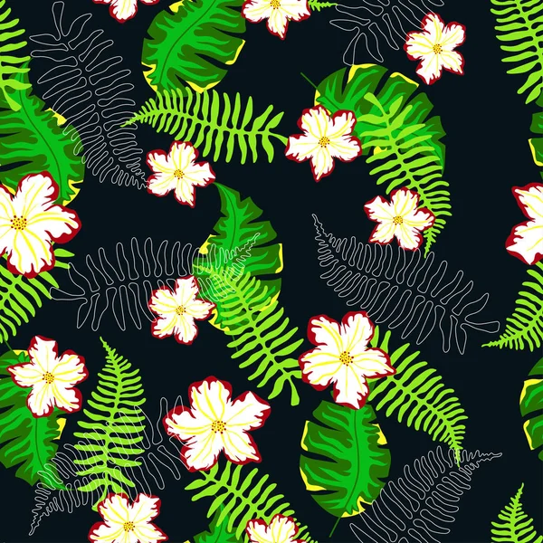 Patrón tropical con helechos — Vector de stock