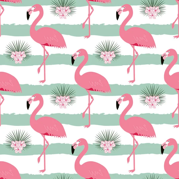 Wzór z paskami i flamingi — Wektor stockowy