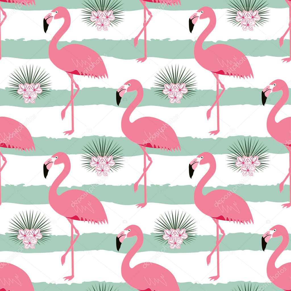 pattern with stripes and flamingos