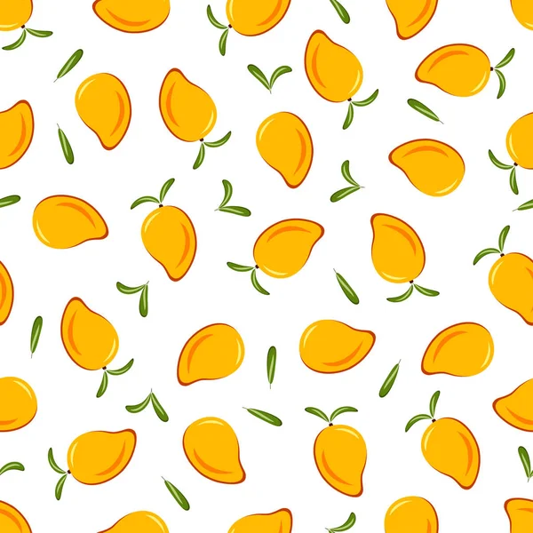 Patrón con mango y hojas — Vector de stock