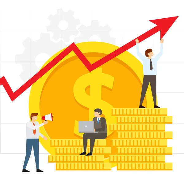 Pebisnis bekerja sama sebagai tim untuk mengembangkan bisnis - Stok Vektor