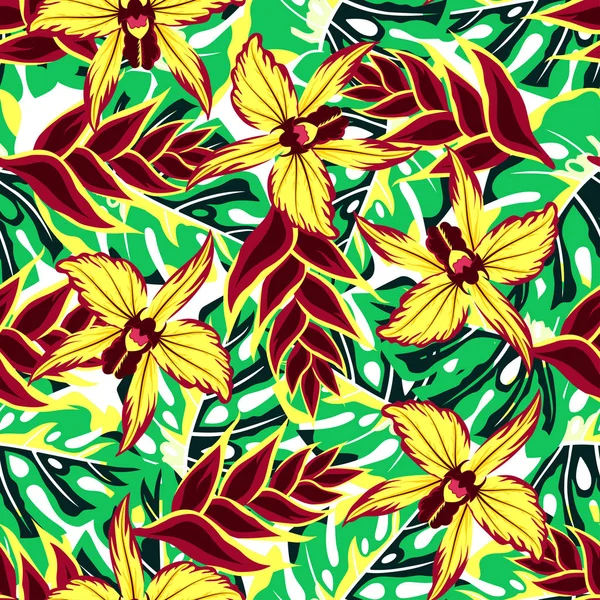 Modèle abstrait avec des orchidées 2 — Image vectorielle
