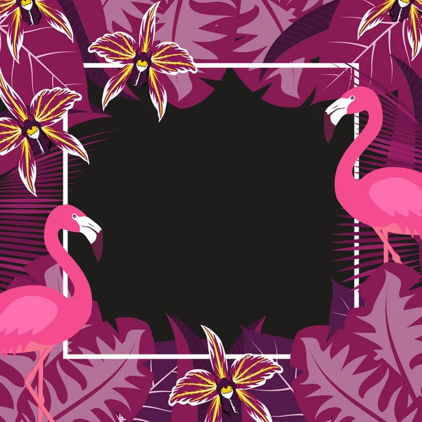 Flamingo flor quadro 2 —  Vetores de Stock