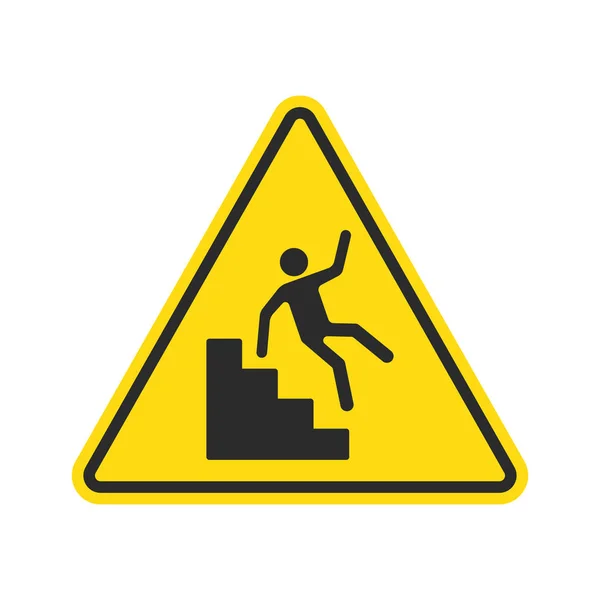 Advertencia cayendo de la escalera signo — Vector de stock