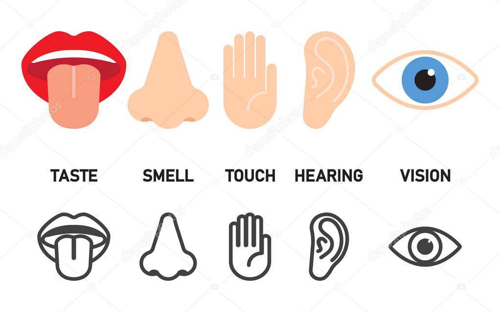 Icon set of five human senses