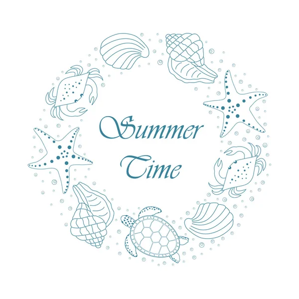 Cartão de verão com conchas —  Vetores de Stock