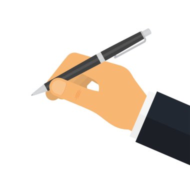 Adam yazmak için kalem tutan