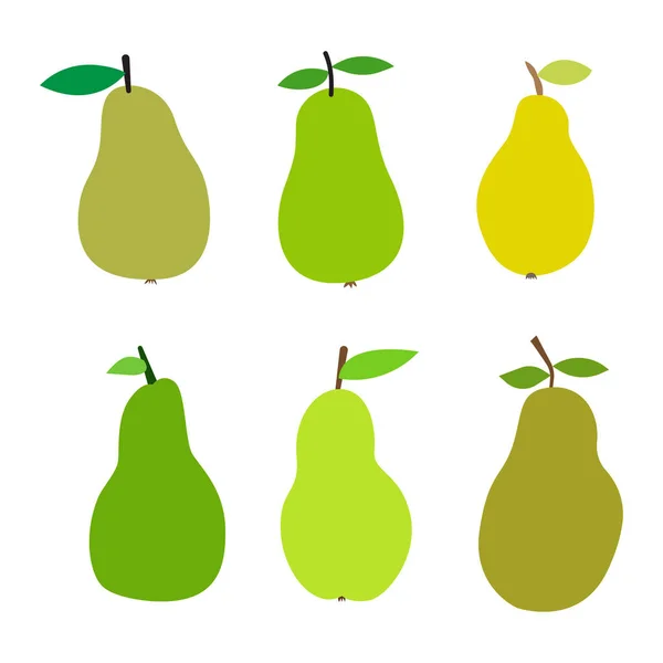 Jeu de poires fraîches sur fond blanc — Image vectorielle