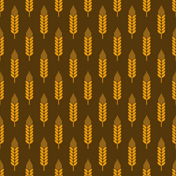 Patrón Sin Costura Trigo Estilizado Elegante Orejas Lineales Oro Color — Vector de stock
