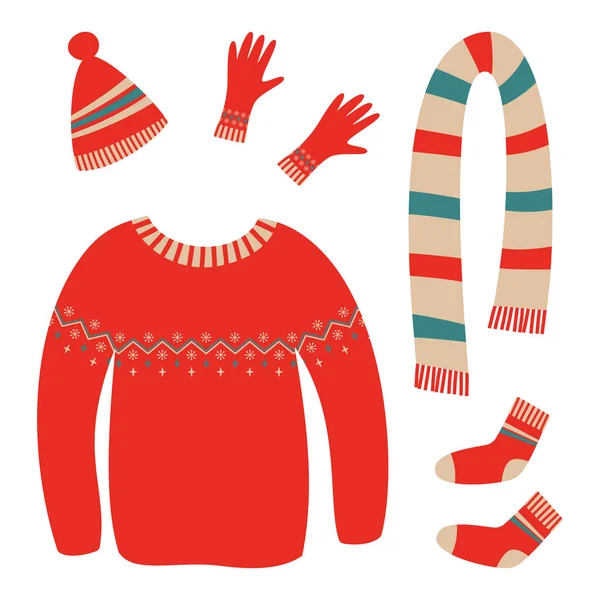 Set of warm clothes — Stock Vector