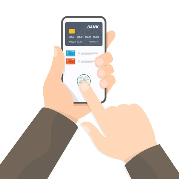 Página de pagamento e cartão de crédito na tela do smartphone — Vetor de Stock