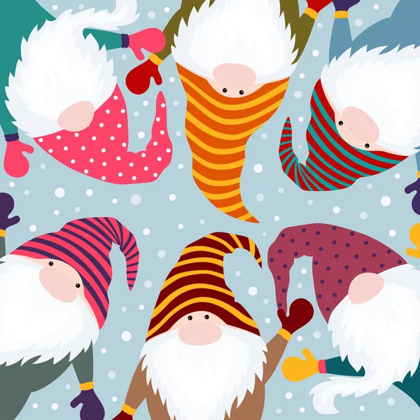 Carte d'hiver de Noël avec gnome — Image vectorielle