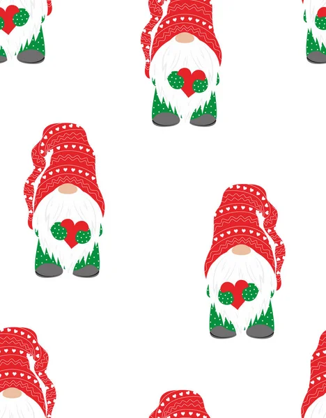 かわいいノームのクリスマスの冬のパターン — ストックベクタ