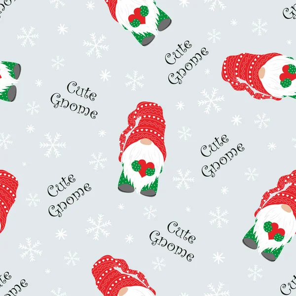 Jul vinter mönster med söt gnome — Stock vektor