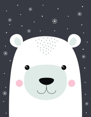Sevimli ayılı kış kartı