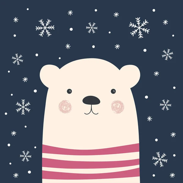 Carte d'hiver mignon avec ours — Image vectorielle