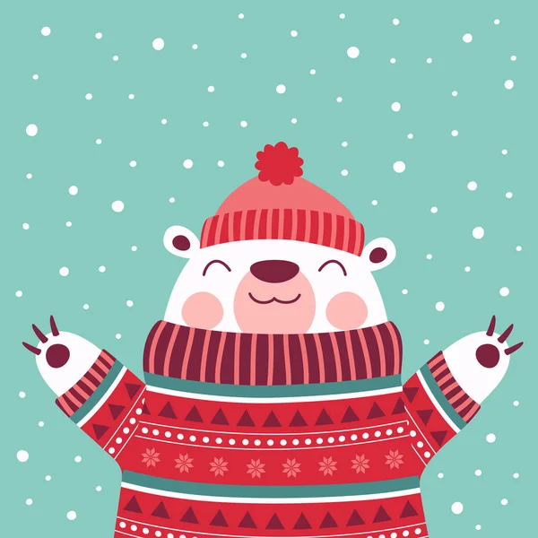 Carte d'hiver mignon avec ours — Image vectorielle