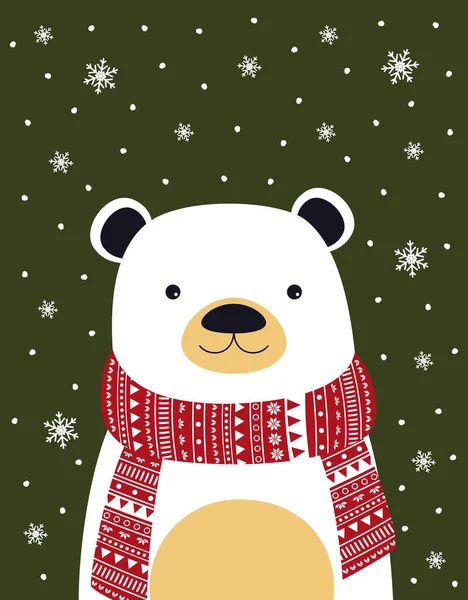 Carte d'hiver mignon avec ours — Image vectorielle