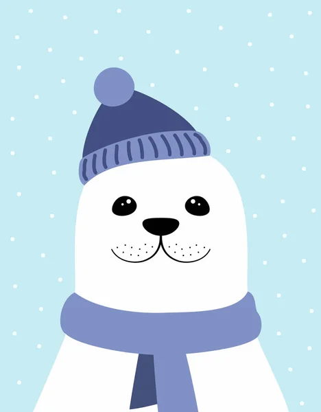 Winter card with cute seal — Stock Vector