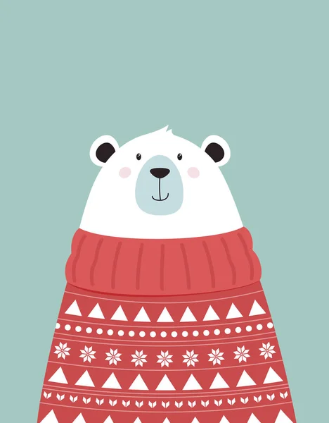 Cute winter card with bear — Stock Vector
