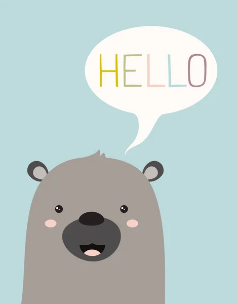 Κάρτα hello με αρκούδα — Διανυσματικό Αρχείο