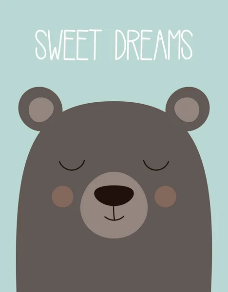 Sweet dreams card with bear — Stock Vector