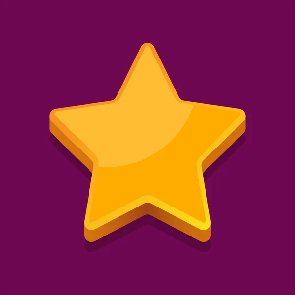 Ícone de estrela dourada brilhante no fundo roxo — Vetor de Stock