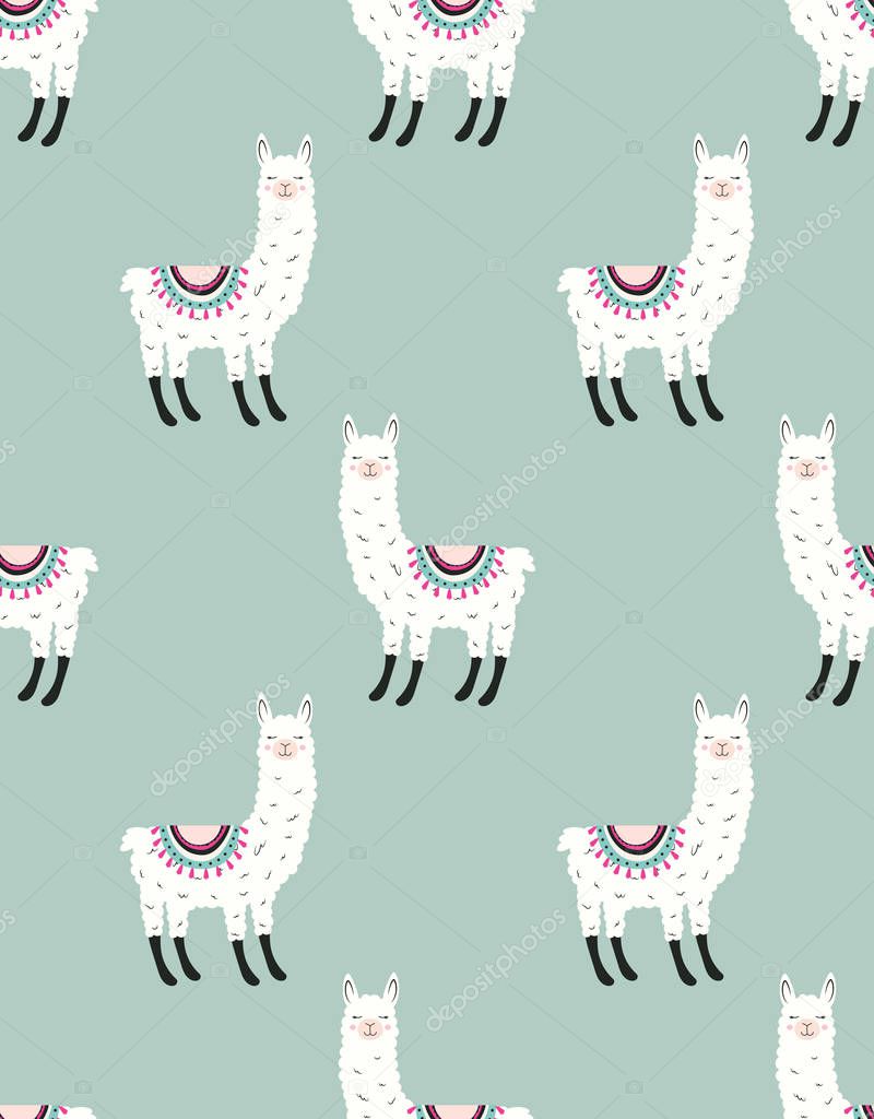 pattern with cute llama