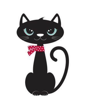 Sevimli siyah kedili kart